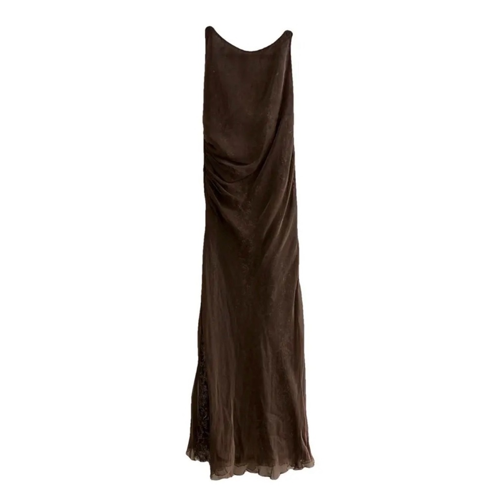 Valentino Garavani boutique Vintage wild silk lace SZ6 maxi sexy brown Y2K gown
